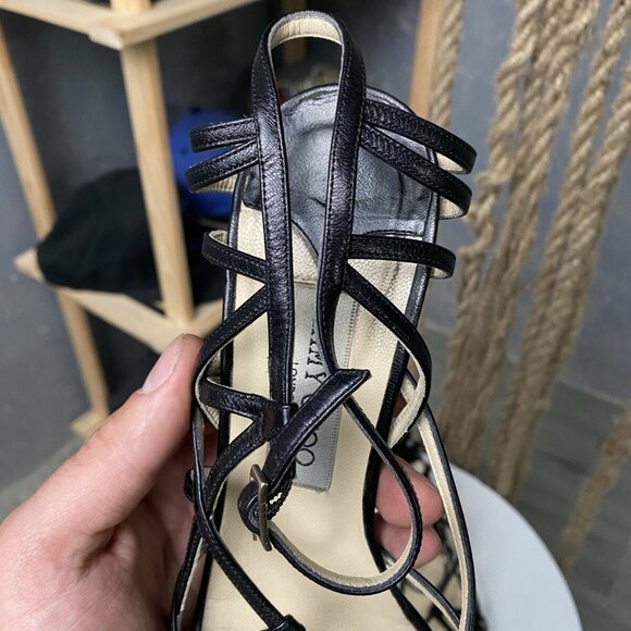 Jimmy Choo Open Toe Ankle Heels Womens Black - Picture 11 of 16